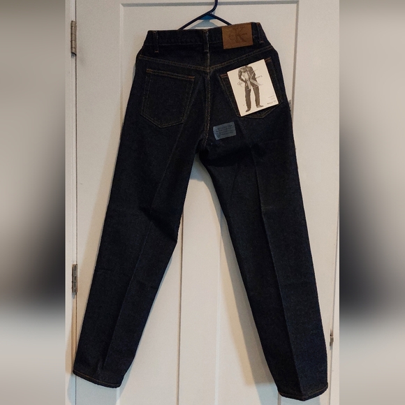 Calvin Klein Jeans Indigo Straight-Leg Denim with Leather Patch - Picture 1 of 4